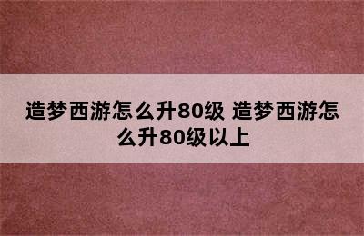 造梦西游怎么升80级 造梦西游怎么升80级以上